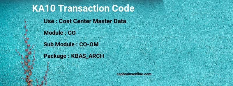 SAP KA10 transaction code