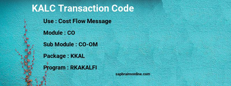 SAP KALC transaction code