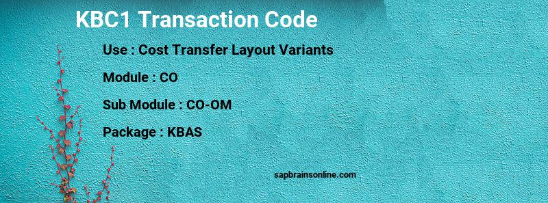 SAP KBC1 transaction code