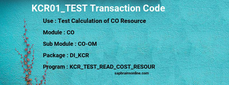 SAP KCR01_TEST transaction code