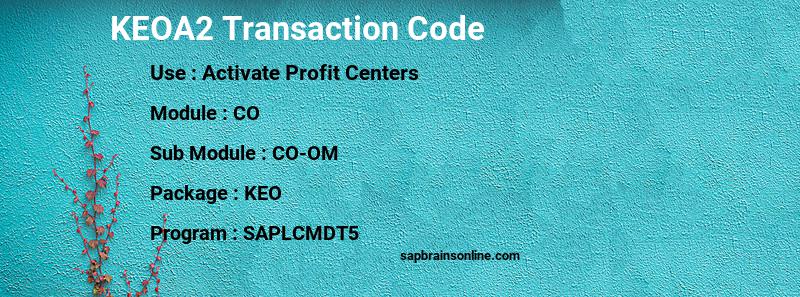 SAP KEOA2 transaction code