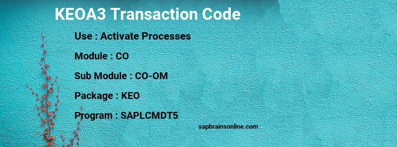 SAP KEOA3 transaction code