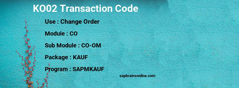 SAP KO02 transaction code