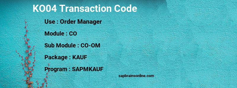 SAP KO04 transaction code