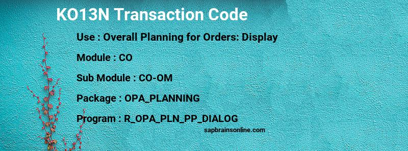 SAP KO13N transaction code