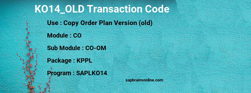 SAP KO14_OLD transaction code