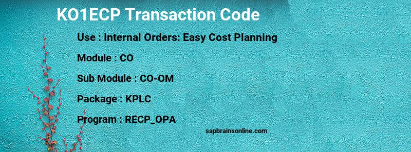 SAP KO1ECP transaction code