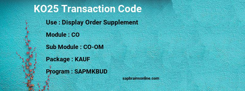 SAP KO25 transaction code