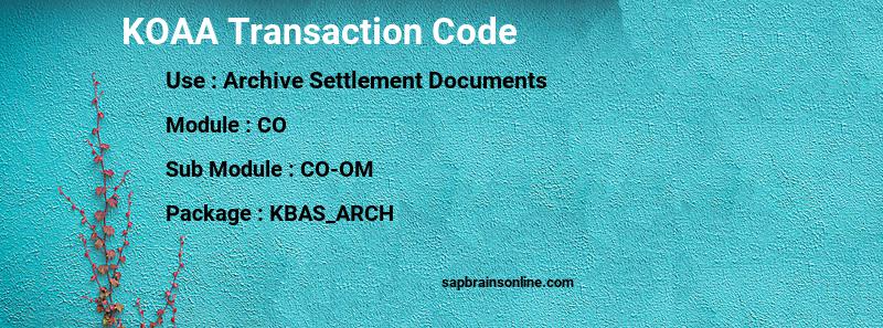 SAP KOAA transaction code