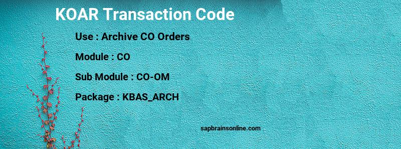 SAP KOAR transaction code