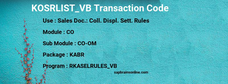 SAP KOSRLIST_VB transaction code
