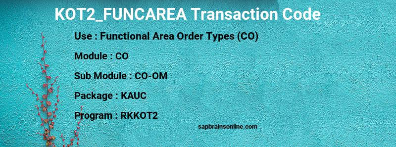 SAP KOT2_FUNCAREA transaction code