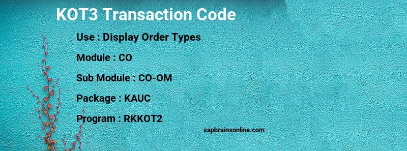 SAP KOT3 transaction code