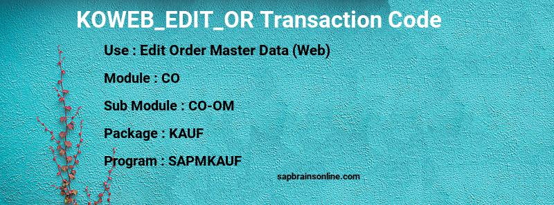 SAP KOWEB_EDIT_OR transaction code