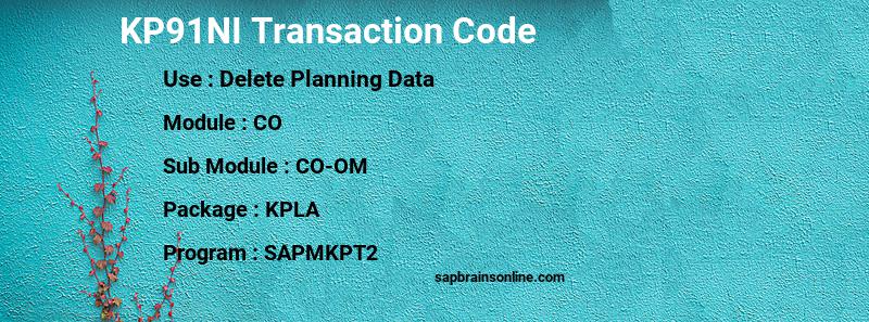 SAP KP91NI transaction code