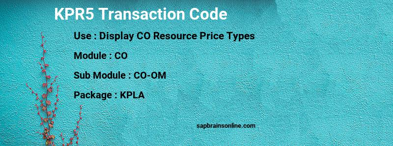 SAP KPR5 transaction code