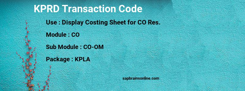 SAP KPRD transaction code