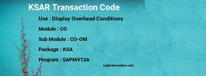 SAP KSAR transaction code