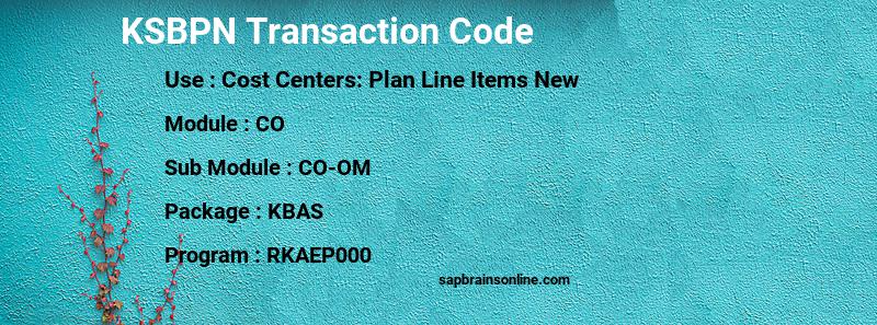 SAP KSBPN transaction code