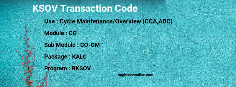 SAP KSOV transaction code