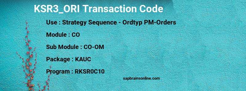 SAP KSR3_ORI transaction code