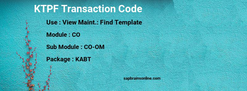 SAP KTPF transaction code