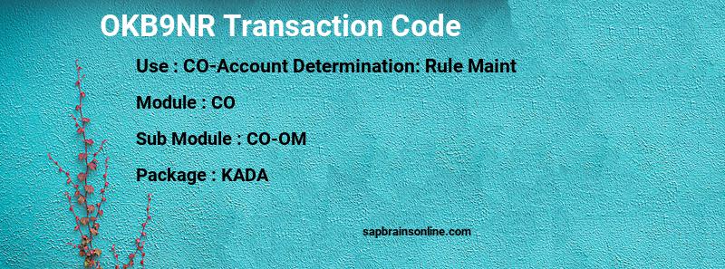 SAP OKB9NR transaction code