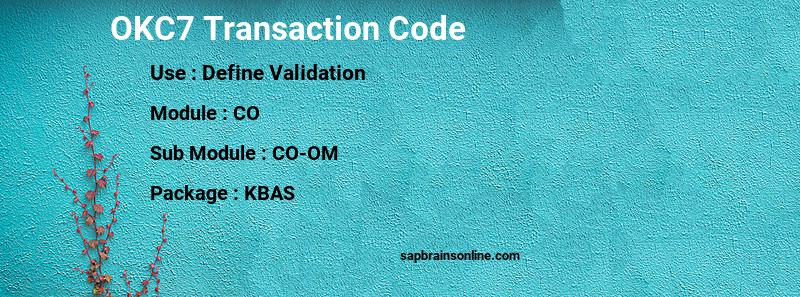 SAP OKC7 transaction code