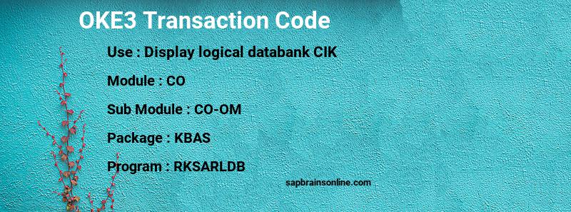 SAP OKE3 transaction code