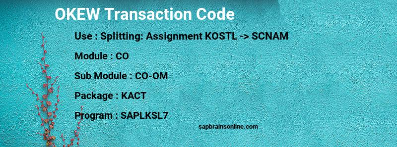 SAP OKEW transaction code