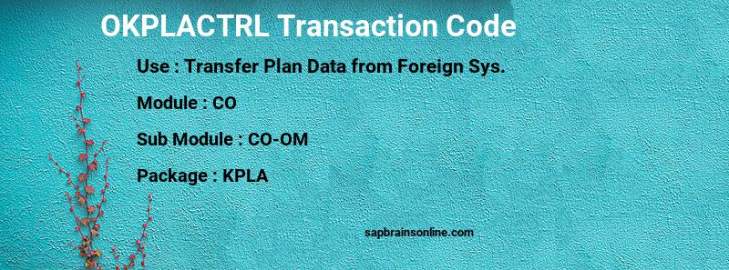 SAP OKPLACTRL transaction code