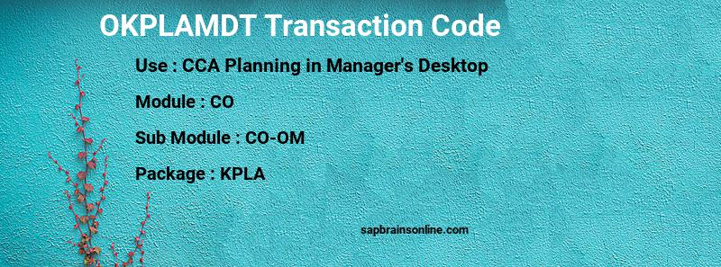 SAP OKPLAMDT transaction code