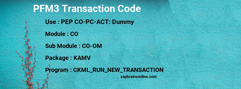 SAP PFM3 transaction code