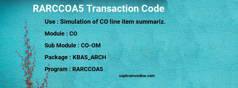 SAP RARCCOA5 transaction code