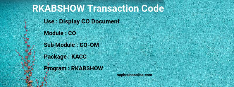 SAP RKABSHOW transaction code