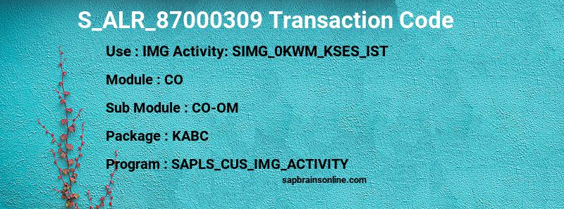 SAP S_ALR_87000309 transaction code