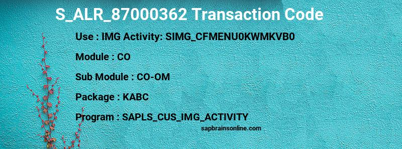 SAP S_ALR_87000362 transaction code