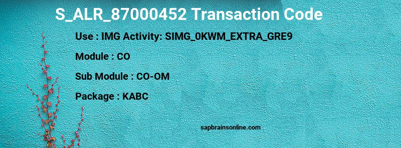 SAP S_ALR_87000452 transaction code