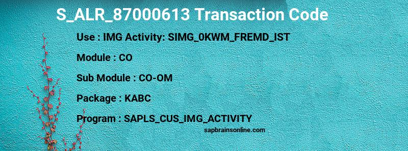 SAP S_ALR_87000613 transaction code
