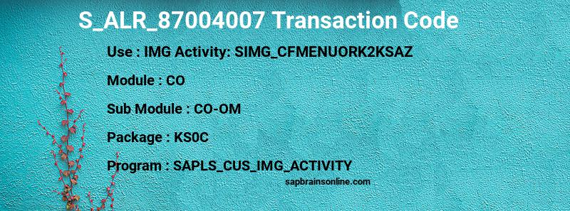 SAP S_ALR_87004007 transaction code