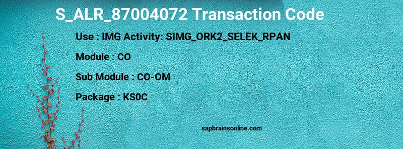 SAP S_ALR_87004072 transaction code