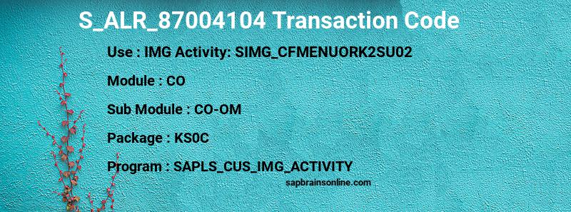 SAP S_ALR_87004104 transaction code