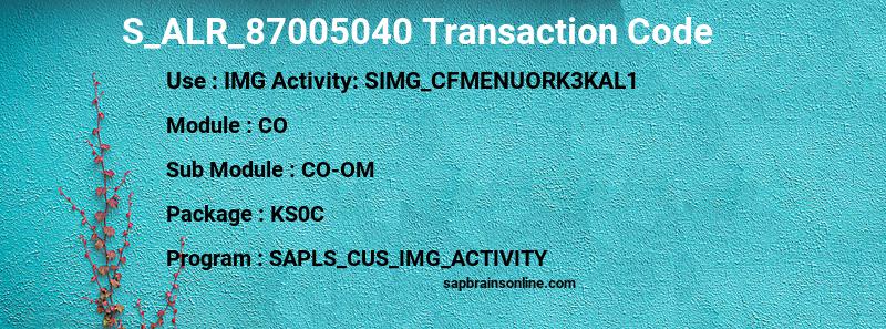 SAP S_ALR_87005040 transaction code