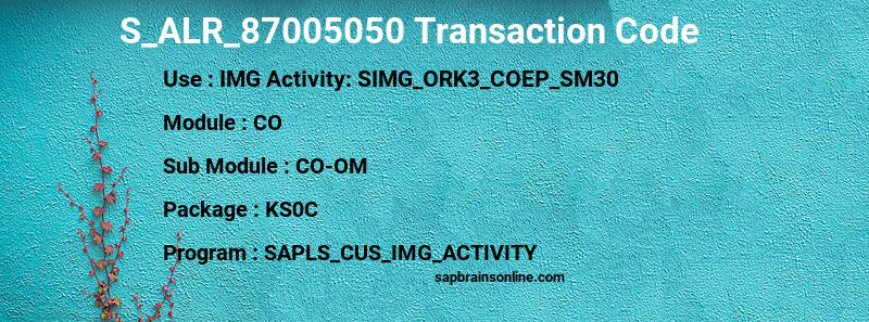 SAP S_ALR_87005050 transaction code