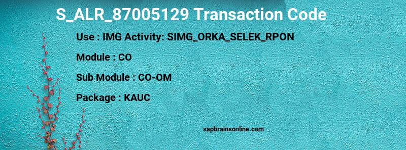 SAP S_ALR_87005129 transaction code