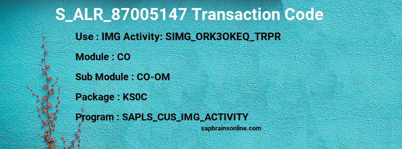 SAP S_ALR_87005147 transaction code