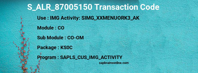 SAP S_ALR_87005150 transaction code