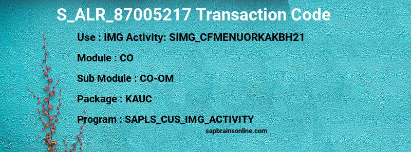 SAP S_ALR_87005217 transaction code