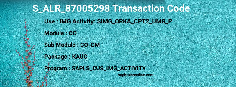 SAP S_ALR_87005298 transaction code