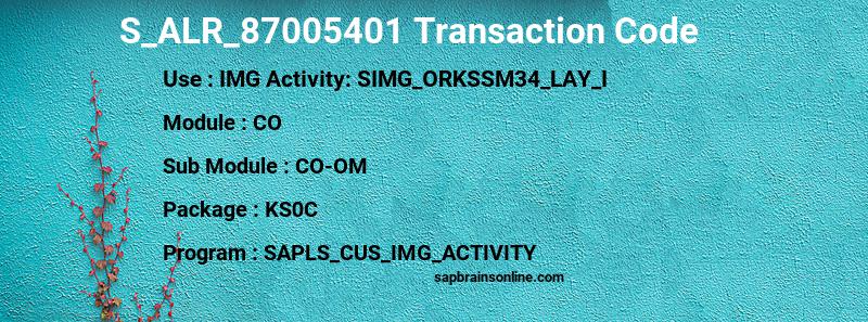 SAP S_ALR_87005401 transaction code
